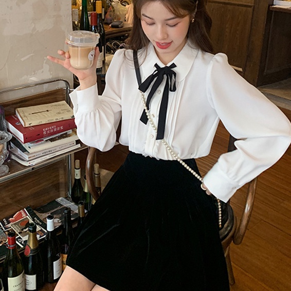 Áo sơ mi SUXI tay dài màu sắc ngọt ngào phong cách vintage thời trang xinh xắn cho nữ