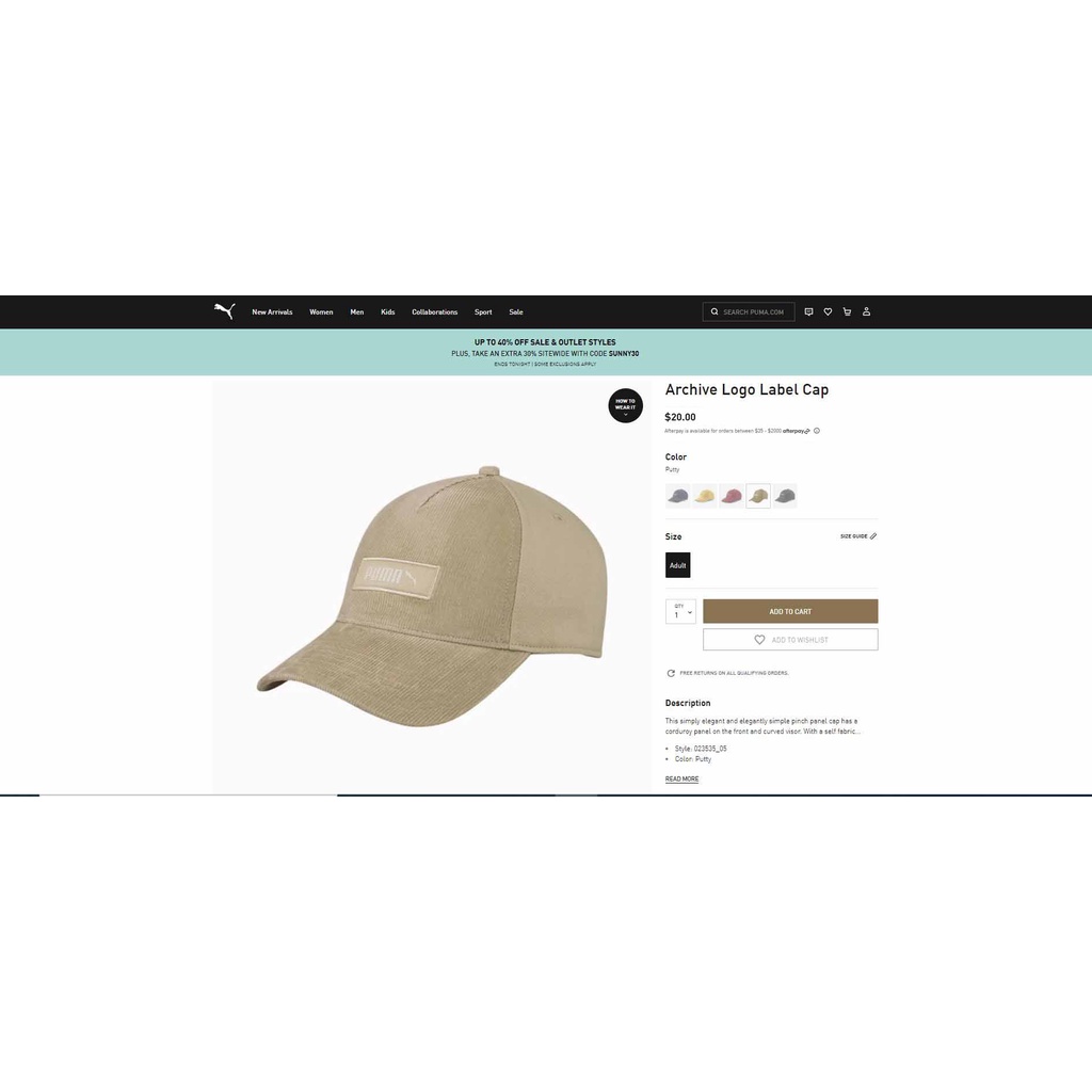 Nón 𝐏𝐮𝐦𝐚 Archive Logo Label Cap chính hãng