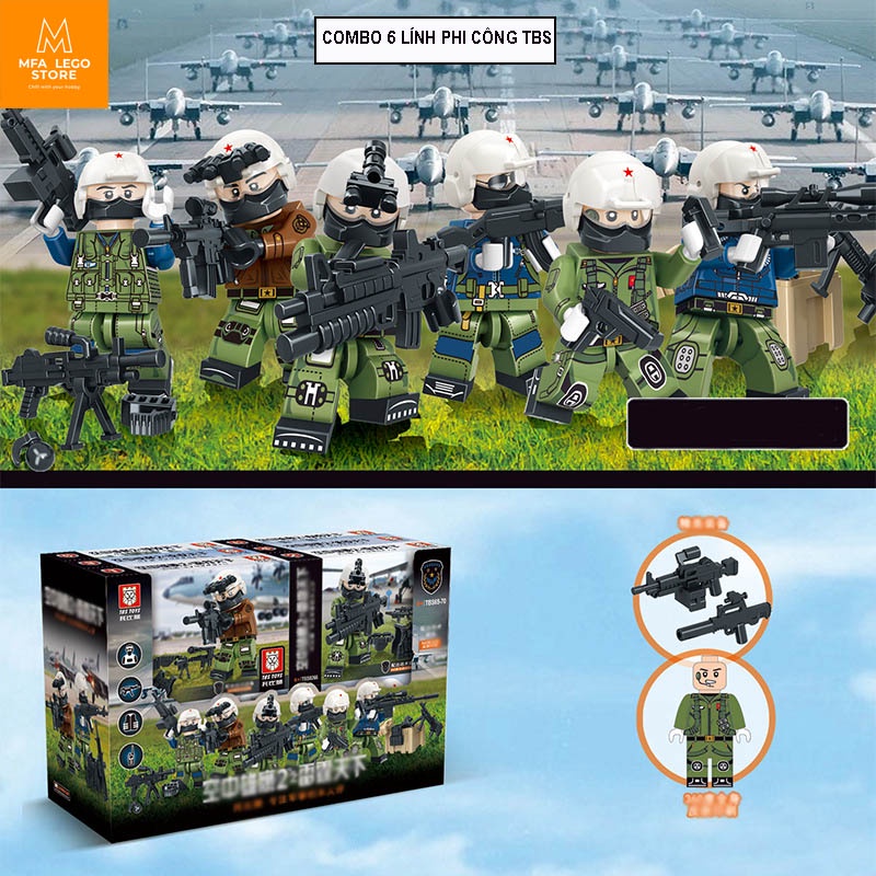 Đồ chơi lắp ráp swat army , mô hình lắp ghép quân sự - Combo 6 lính TBS 65-70 MFA TOY STORE (Túi OPP)