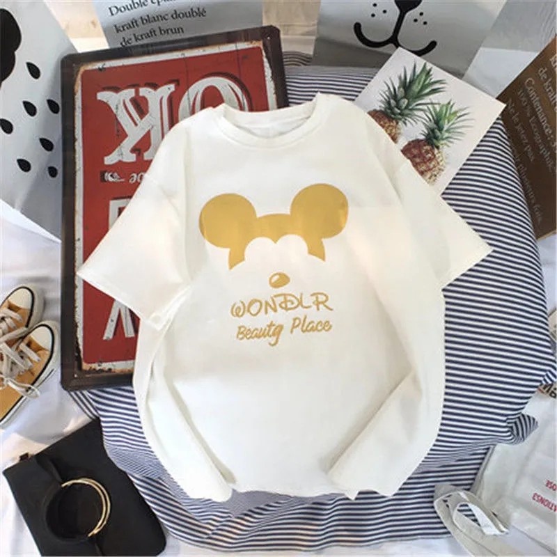 Áo thun SUXI dáng rộng họa tiết hoạt hình dễ thương thời trang mùa thu dành cho nữ