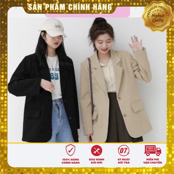 Áo khoác blazer nữ dài tay , Áo blazer nữ 2 lớp black color nâu tây vest dài tay phong thái korea vải tuyết mưa cao cấ