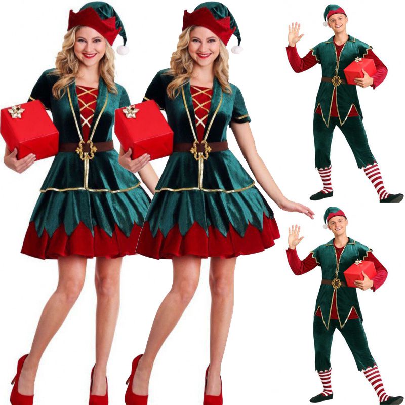 Bộ Đồ Hóa Trang Ông Già Noel Màu Xanh Lá Dành Cho Nam Và Nữ