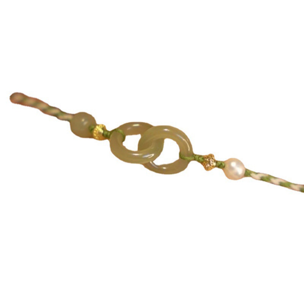 Vòng Tay Bện Dây Đính Hạt Ngọc Bích Hetian Thời Trang Cho Nữ