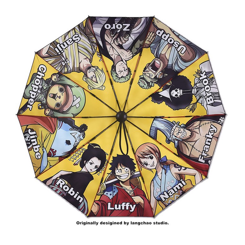 Dù Gấp 3 Khúc Tự Động Chống Tia UV In Hình Nhân Vật Anime One Piece