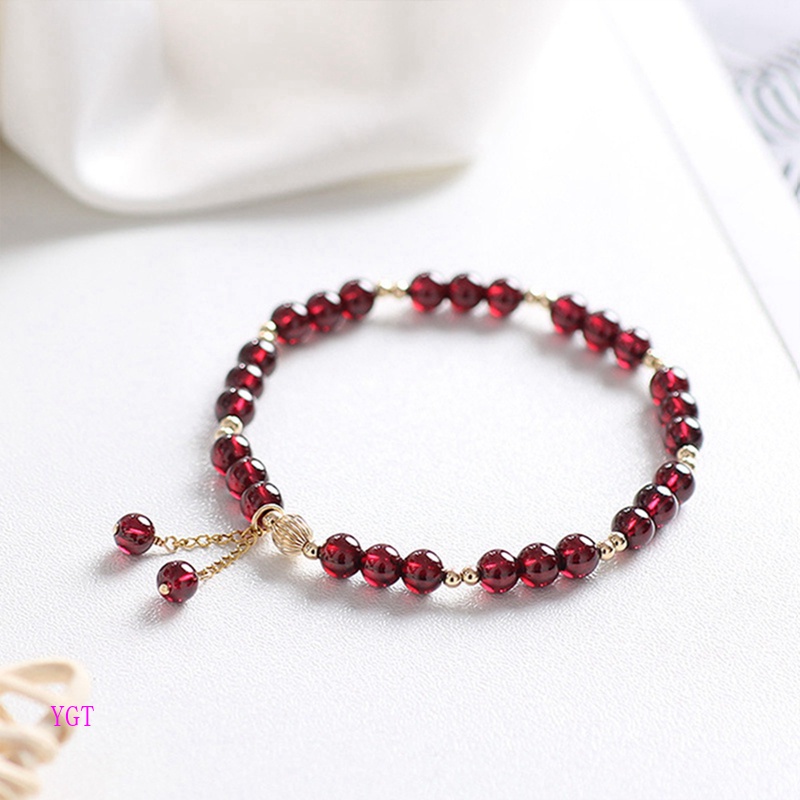 Ygt Vòng Tay Chuỗi Hạt Đá Garnet Tự Nhiên Màu Trong Mờ Thời Trang Cho Nữ