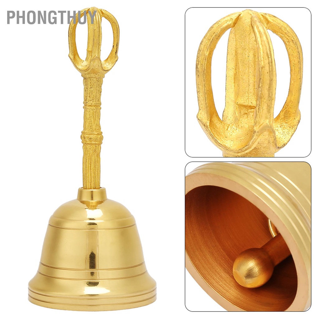 Chuông lắc - Chuông Cầm Tay bằng đồng cho Phật giáo đạo giáo phong thủy 4.5 Inch