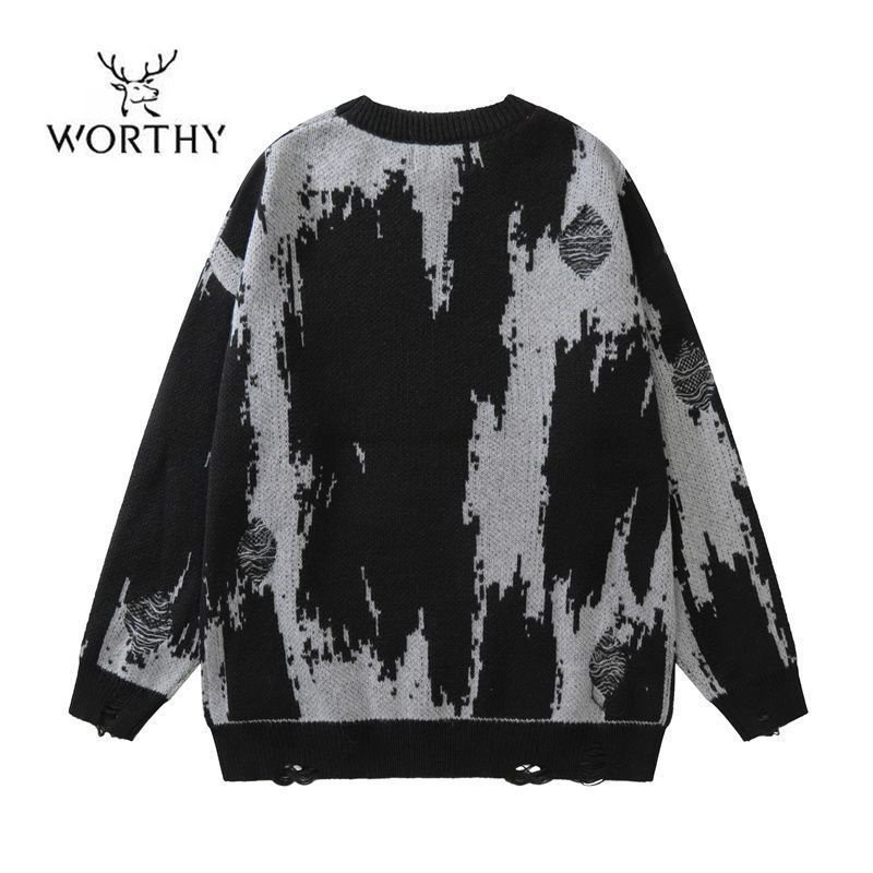 Áo Sweater Cổ Tròn Dáng Rộng Nhuộm Màu Thời Trang Thu Đông Cho Nam