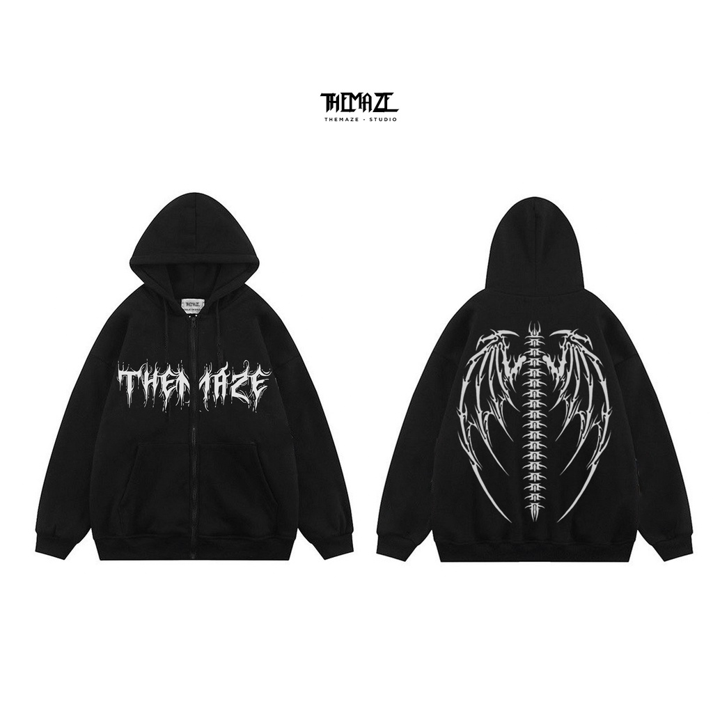 Hoodie zip THEMAZE cánh dơi