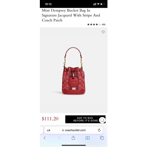 Túi xách tay C0ach bucket màu đỏ đô