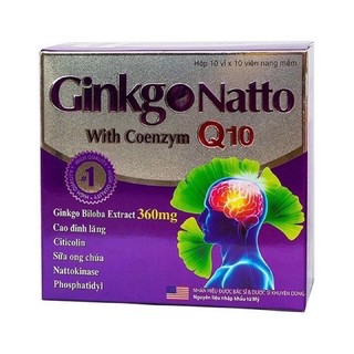 Ginkgo Natto Viên uống bổ não , ngừa đột quỵ tai biến - Hộp 100 viên
