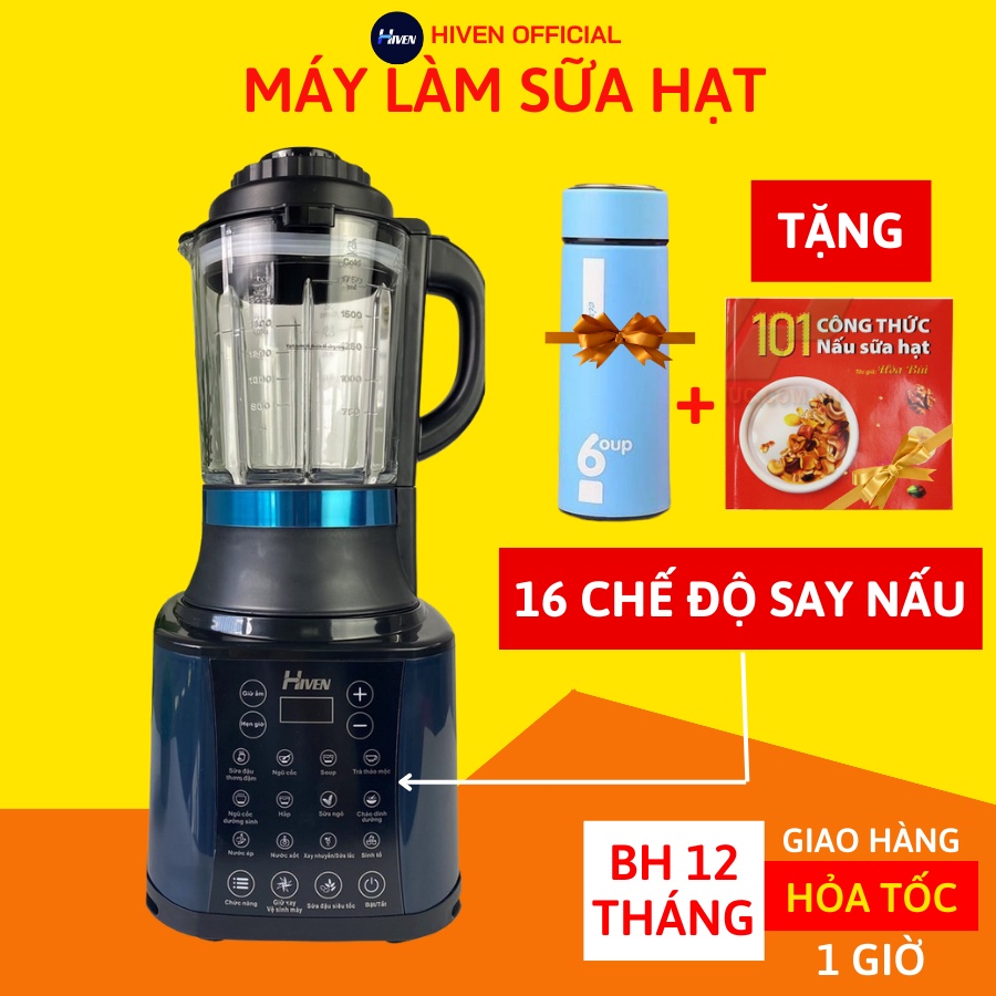 MÁY XAY SỮA HẠT, MÁY NẤU SỮA HẠT ĐA NĂNG 5 IN 1 HIVEN DUNG TÍCH 1750ML – BẢO HÀNH 12 THÁNG