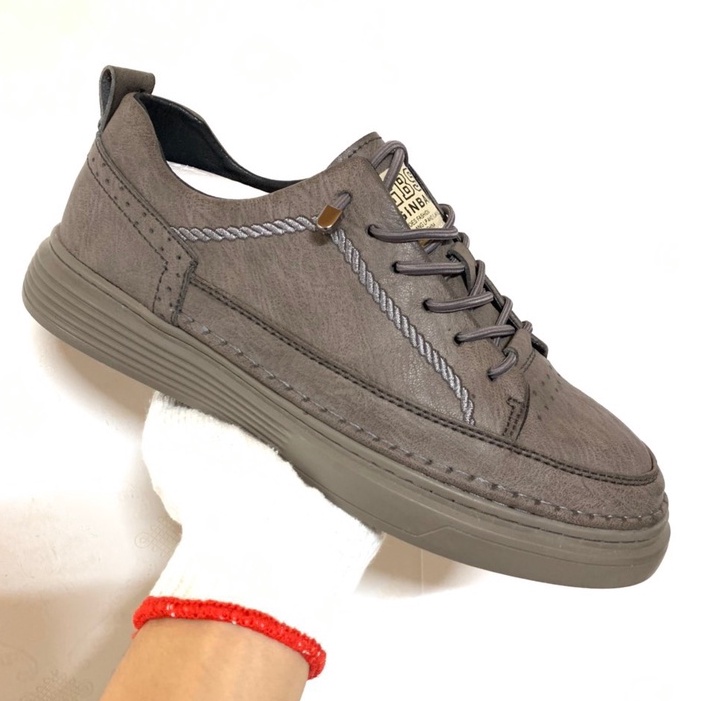 Giày SNEAKER nam thấp cổ da màu nâu, đen, bee, trắng đế cao su đúc tăng chiều cao 4cm