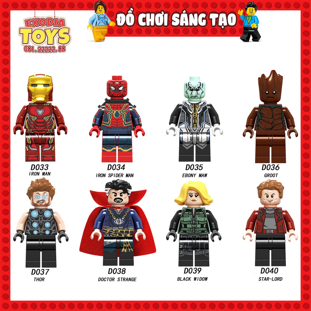 Xếp hình Minifigure Nhân vật Siêu anh hùng Avengers Cuộc Chiến Vô Cực - Đồ Chơi Lắp Ghép Sáng Tạo - LELE D033-040