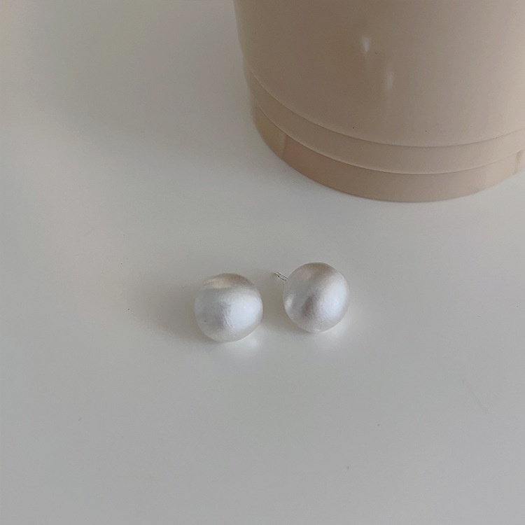 Bông tai nữ màu vàng - bạc 925 thiết kế tròn nhám dáng gài hợp kim titan cao cấp phong cách Hàn Quốc Boho