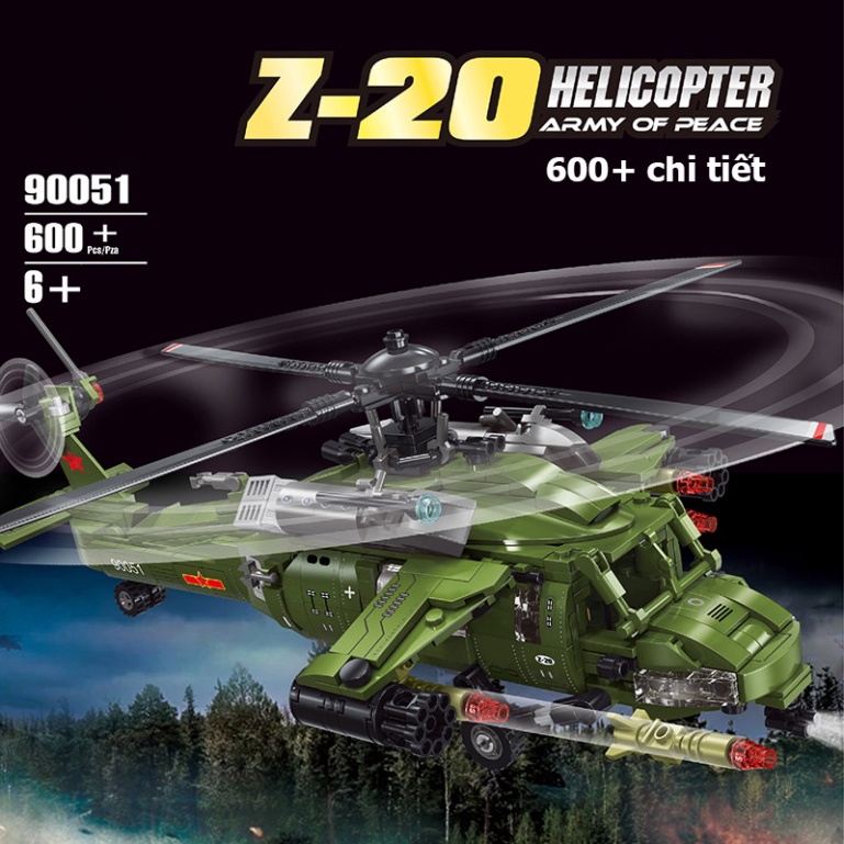 Lego máy bay trực thăng chiến đấu quân sự giá rẻ, đồ chơi lắp ráp mô hình thông minh cho bé BOBIKID LG16 - Hàng mới về