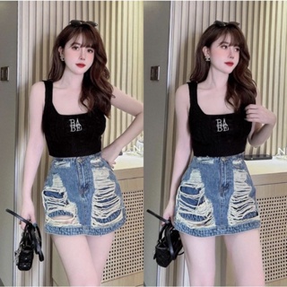 Quần dã váy xanh đậm/ nhạt/ đen rách to bigsize
