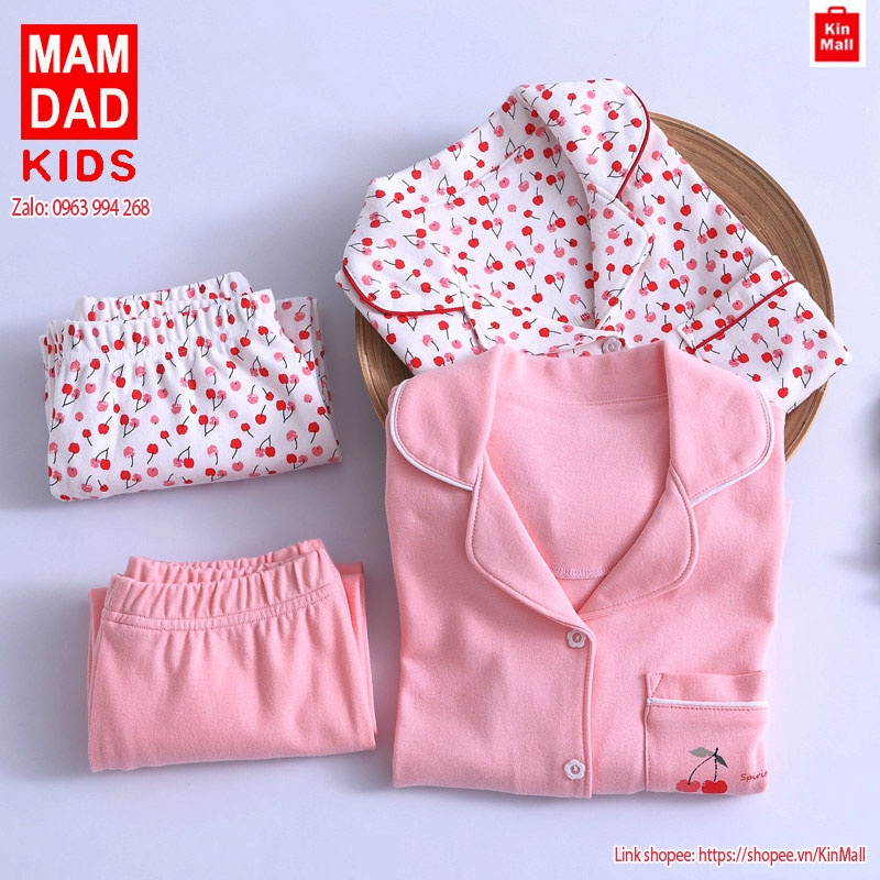 (GIẢM GIÁ LẺ SIZE) Bộ đồ ngủ chính hãng KIDS MAM & DAD cho Bé Gái (13-23kg) (3-6 tuổi)