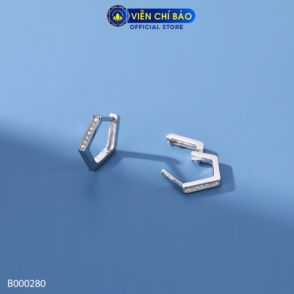 Bông tai ngũ giác đính đá chất liệu bạc Thái 925 thời trang phụ kiện trang sức nữ Viễn Chí Bảo B000280