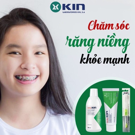 Combo Nước Súc Miệng Kem Đánh Răng Ortho Kin Cho Răng Niềng, Chỉnh Nha Chăm Sóc Chuyên Biệt 500ml/75ml