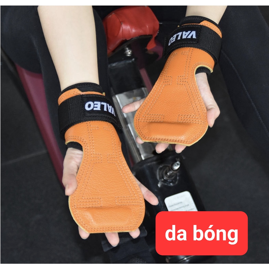 1 Đôi găng tay chính hãng VALEO Găng Tay Da Bò Tập Gym - Dây Kéo Lưng - Lifting Grips ( Lót Tay &amp; Kéo Lưng )
