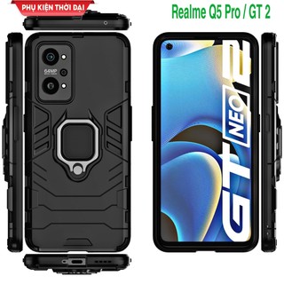 Ốp lưng Realme Q5 Pro / GT 2 iron man iring chống sốc chống va đập mạnh kiêm giá đỡ nhẫn ô tô