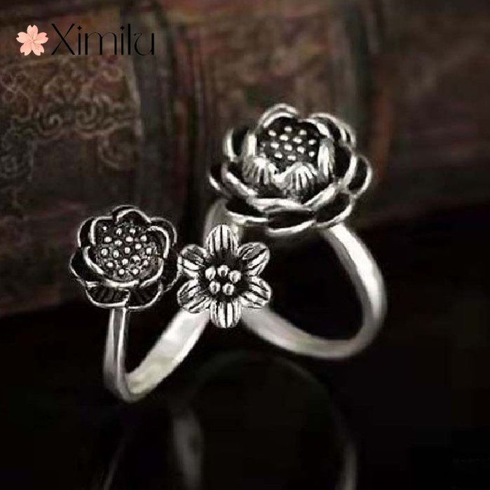 ⭐Nhẫn Bạc Thái Hình Hoa Sen Phong Cách Retro