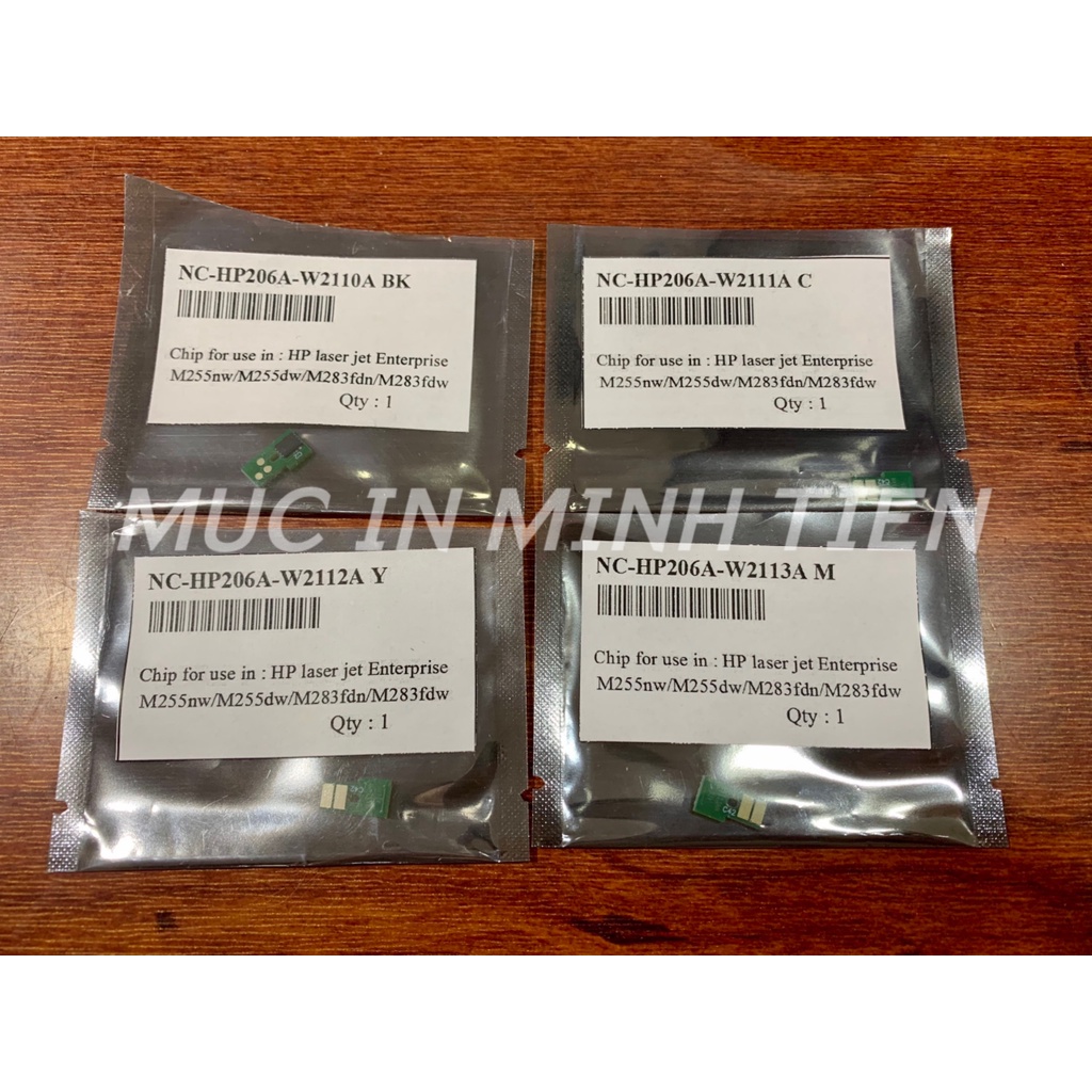 Chíp HP 206A -W2110A / W2111A / W2112A /W2113A Cho máy HP Color Laser M255nw/M255dw/M283fdn/M283fdw(giá tính trên 1 con)