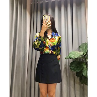 Chân váy a mầu đen vạt chéo hàng cúc	 2cv0016 hestia design