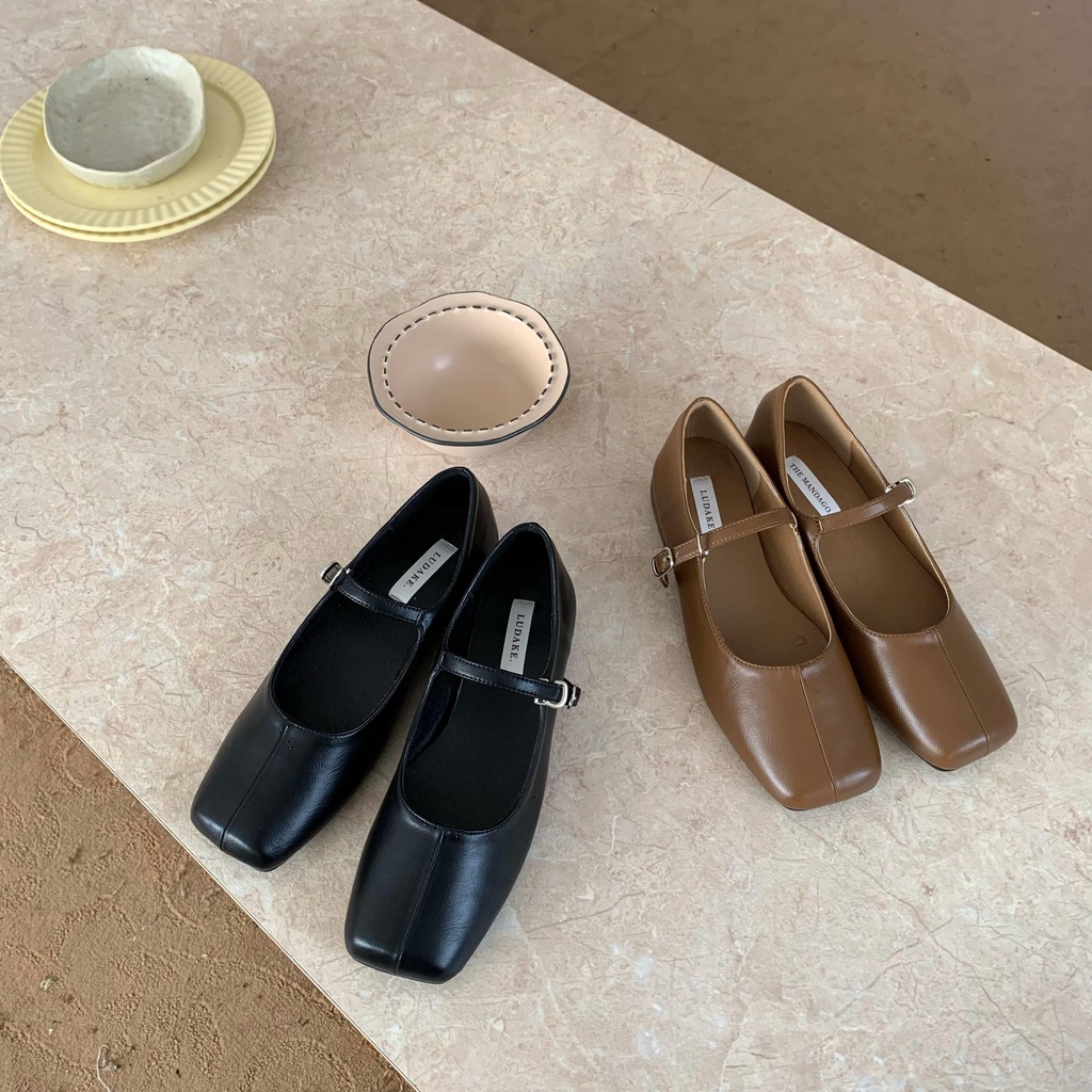 Giày Búp Bê Mũi Vuông Đế Bằng Thiết Kế Đơn Giản Phong Cách Retro Pháp 2022 Cho Nữ