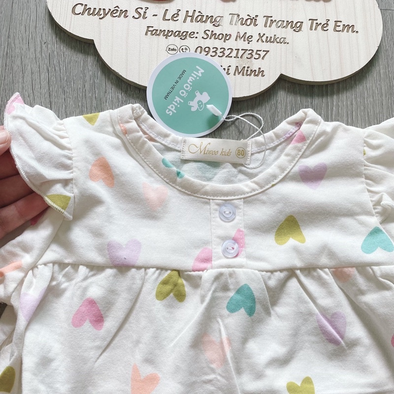 Đồ bộ tay dài bé gái babydoll Miwoo xuất Nhật