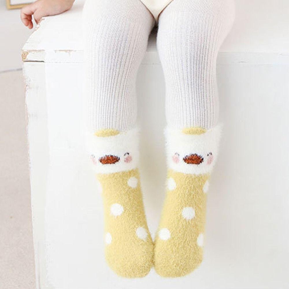 Đôi Vớ Nhung Dày Cổ Cao Đến Giữa Bắp Chân In Họa Tiết Động Vật Dễ Thương