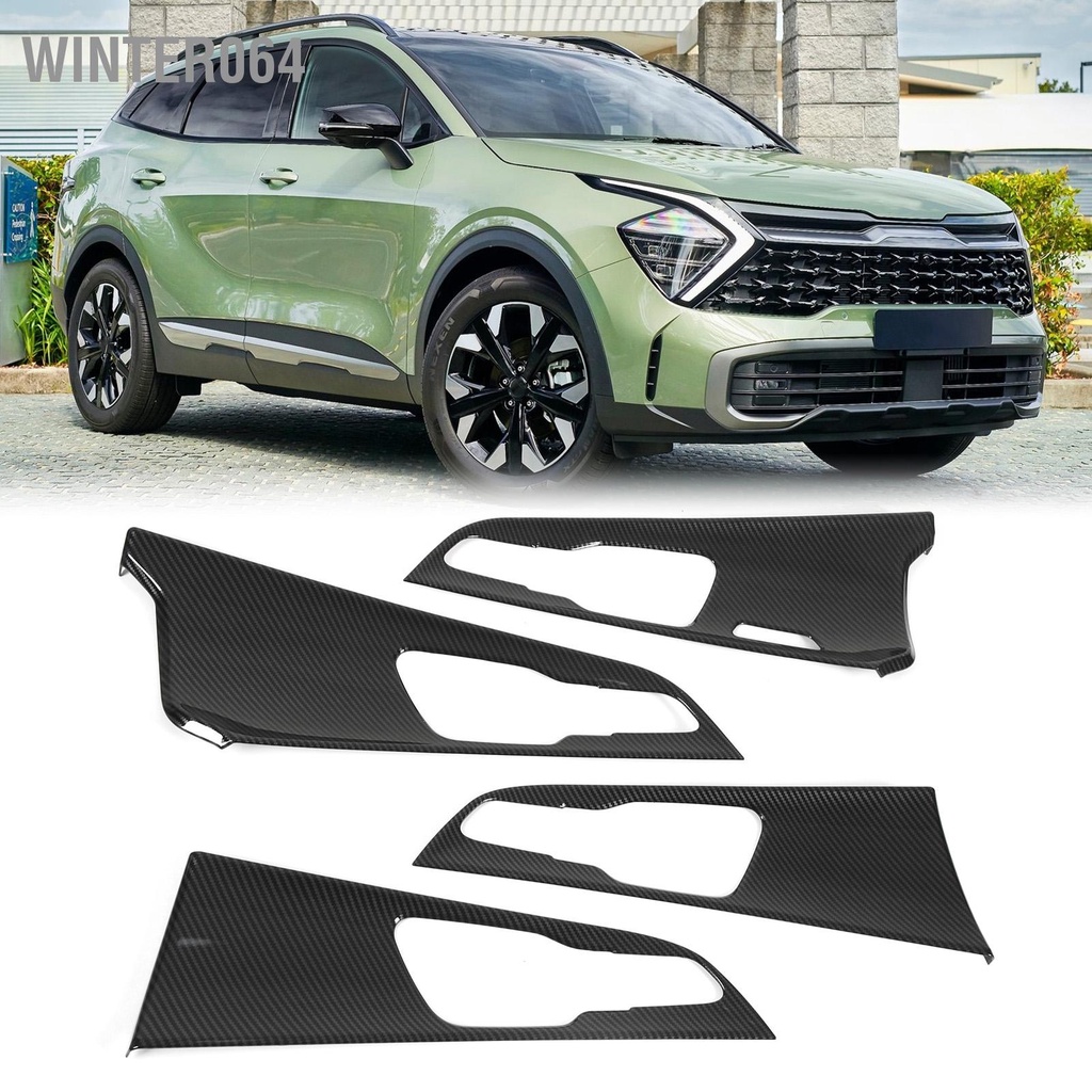 Bộ 5 Nội Thất Cửa Tay Cầm Bát Viền Sợi Carbon Trái Ổ Bao Da Thay Thế Cho Xe Kia Sportage NQ5 2022 Ở Trên Winter064