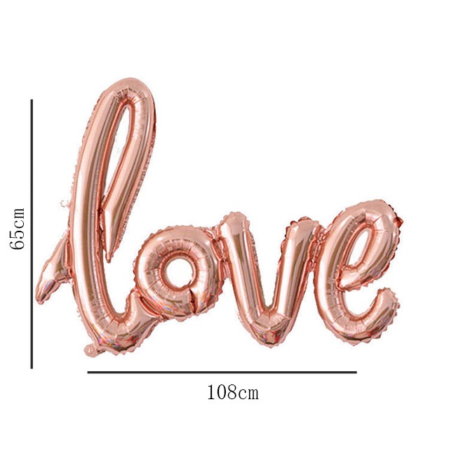 Bong Bóng 108cm Hình Chữ Love Màu Vàng Hồng Trang Trí Tiệc