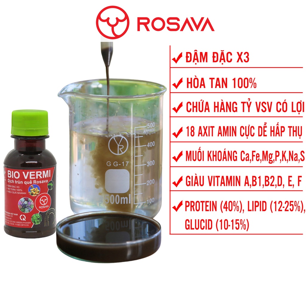 Phân trùn quế hoa lan, dịch trùn quế bón lan hữu cơ vi sinh Bio Vermi nguyên chất ROSAVA