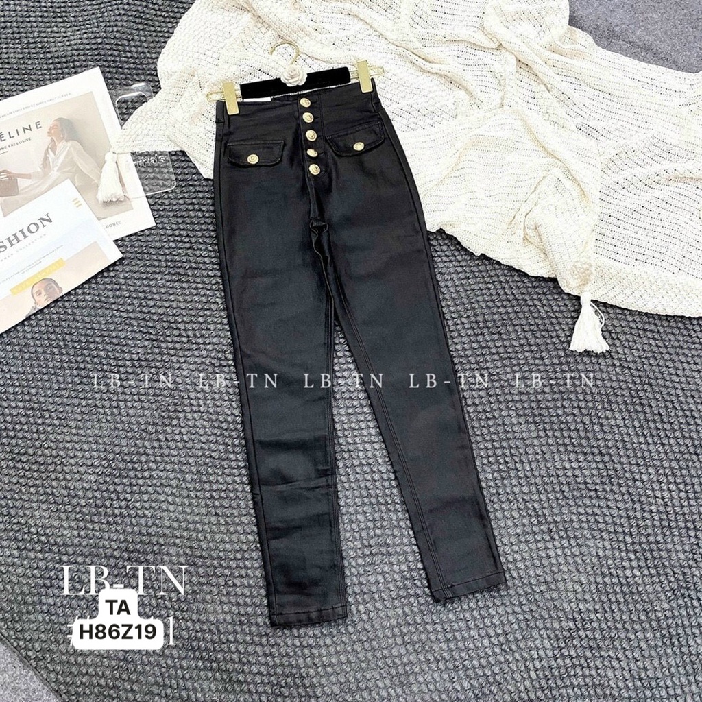 Quần da Khuy Đồng lì hot trend các nàng ui Em về đủ size: s m l xl