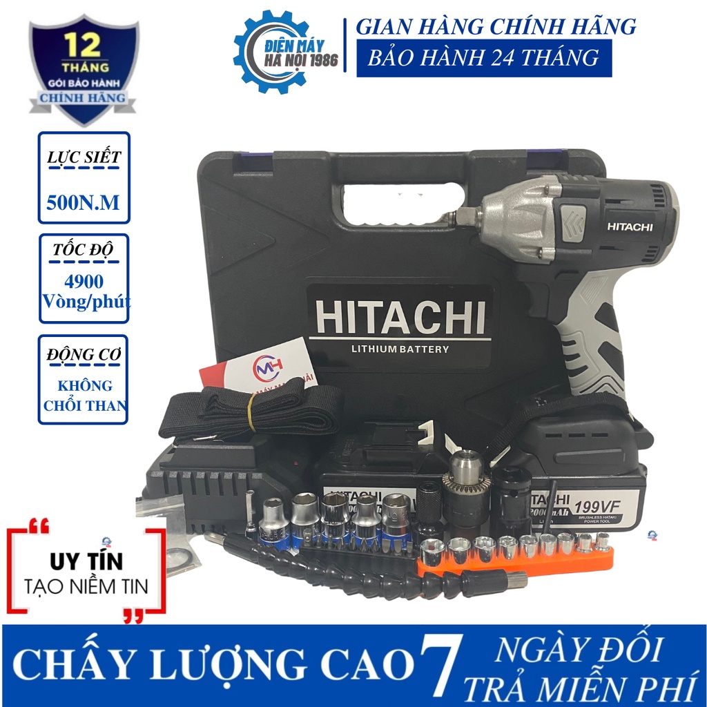 Máy Siết Bulong Hitachi 199VF Không chổi than đầu 2 Trong 1