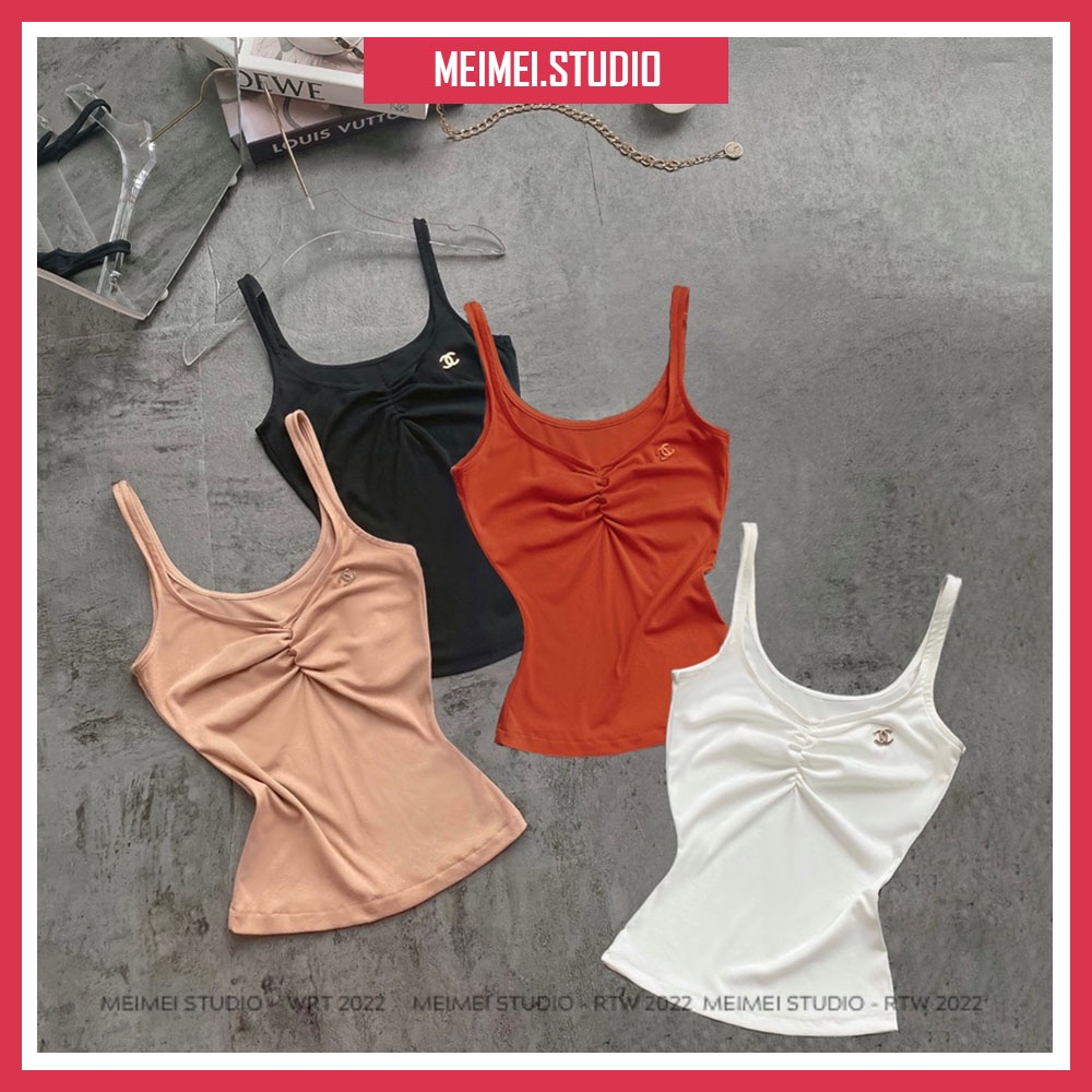 Áo tanktop xoắn ngực ôm body - Chất vải co giãn thoải mái | XKA32 | MeiMei Studio