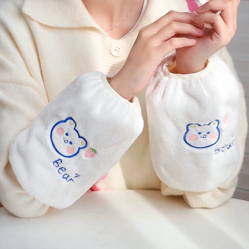 Sang Trọng Tay Bé Gái Trẻ Em Xuống Áo Khoác Chống Bẩn Dễ Thương Thu Đông Áo Len Ngắn Tay Chống Bẩn Làm Việc Văn Phòng Ch