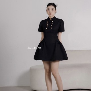LAGOM - Đầm thiết kế nữ cổ trụ có tay dáng xoè kết cúc cao cấp (DIANA DRESS)