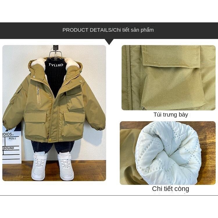 Áo Khoác Đệm Cotton Lót Lông Cừu Phong Cách Thời Trang Mới 2022 Cho Bé Trai