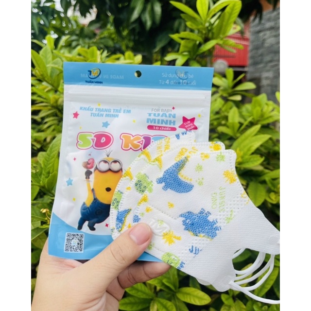 1 Thùng 10 gói  Khẩu trang 5D Tuấn Minh mẫu mới