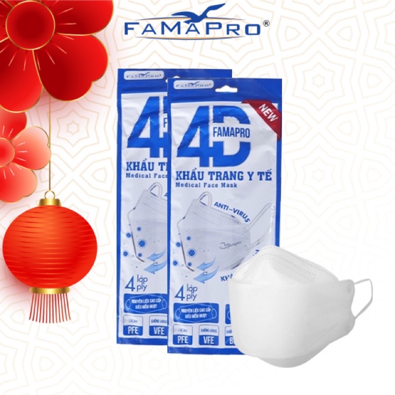 [Combo 2] Túi 4D tiêu chuẩn Khẩu trang y tế Famapro KF94 4 lớp kháng khuẩn 10 cái/bịch