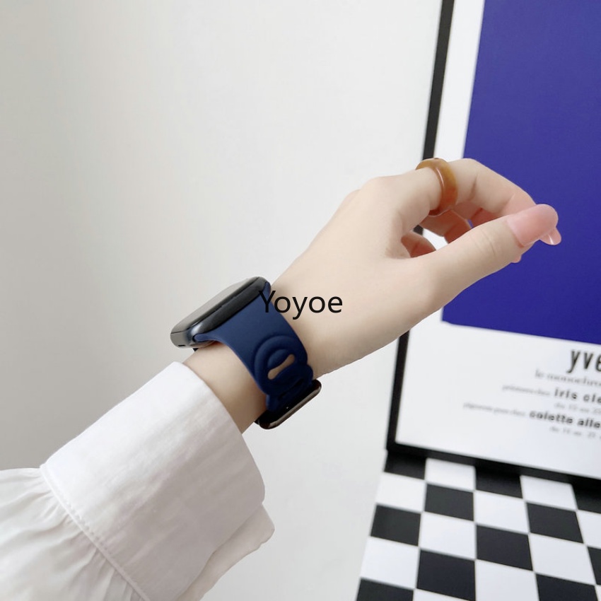 Dây Đeo Đồng Hồ Bằng Silicone Hình Tròn Kích Thước 40mm 44mm 45mm 41mm 49mm 42mm 38mm Cho iWatch Series 8 7 SE 6 5 4 3 2 1