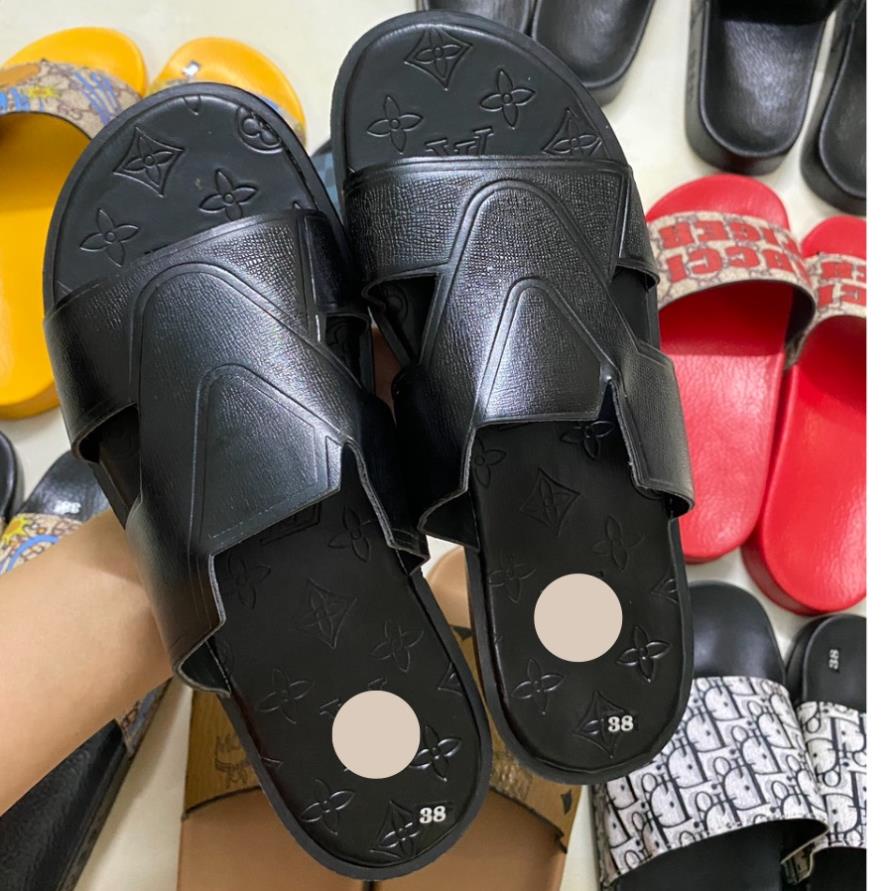 Dép LV nam quai ngang xước đế cao su