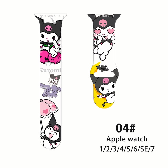 Dây Đeo silicone Họa Tiết Sanrio Kuromi 2022 Cho Đồng Hồ Apple Watch 41mm 45mm 44mm 42mm 40mm 38mm iWatch SE 7 6 5 4 3 2 1