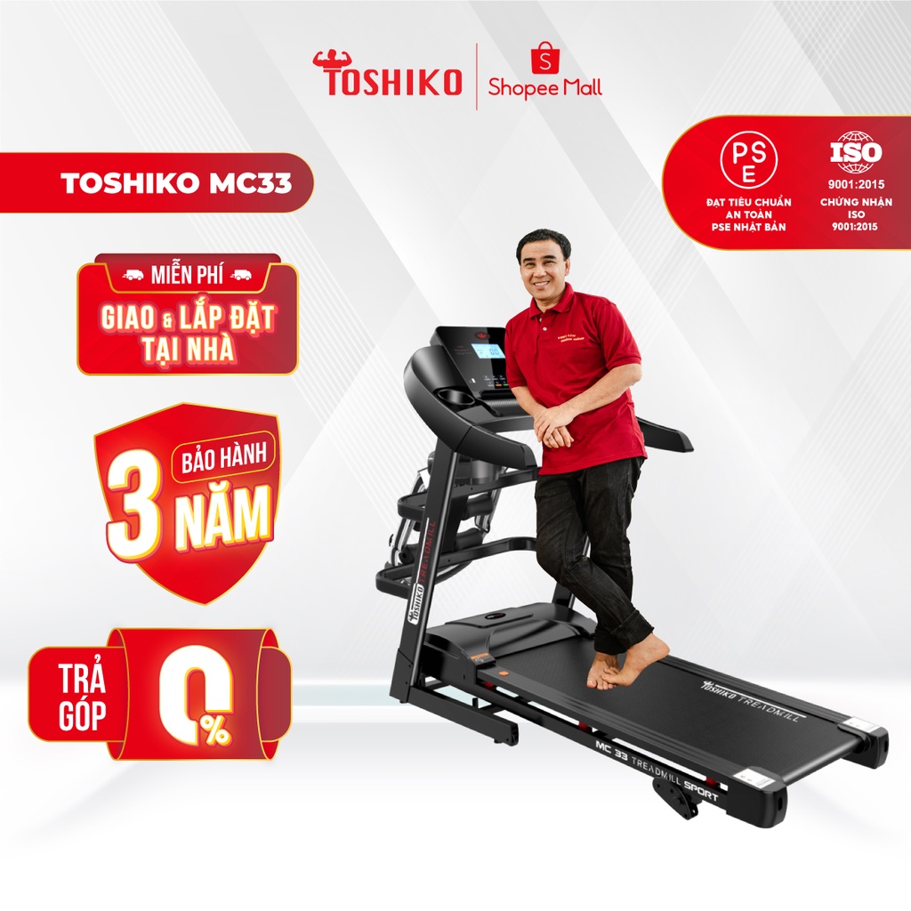 Máy chạy bộ thể dục thể thao tại nhà Toshiko MC33 giúp tăng cơ giảm mỡ, rèn luyện sức khỏe, bảo hành 3 năm