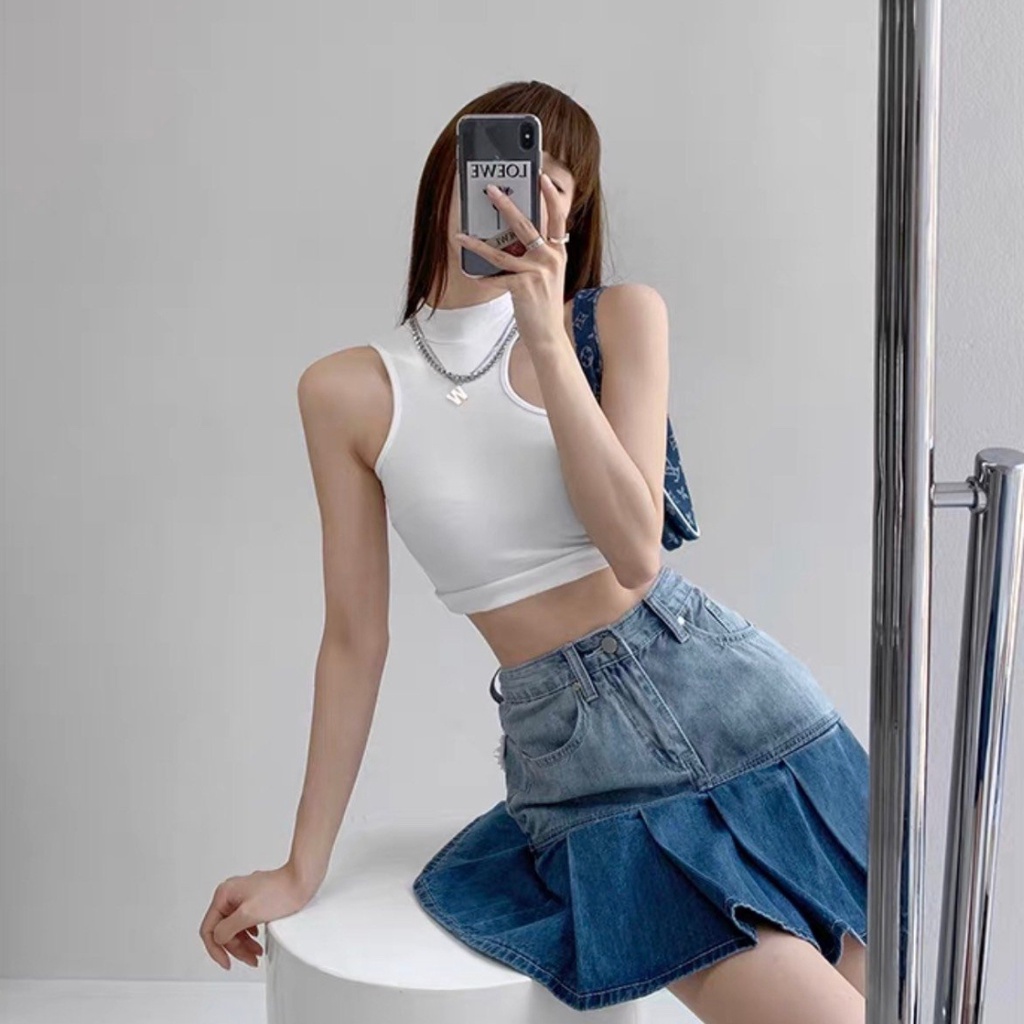 Áo ba lỗ nữ croptop cổ lọ PINKSTORE29 phong cách đường phố cá tính A5243 | BigBuy360 - bigbuy360.vn