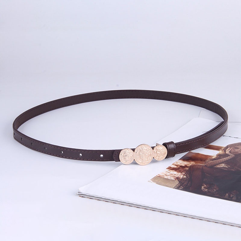 Thắt Lưng Da Pu Màu Trơn Khóa Kim Loại Thời Trang Cho Nữ