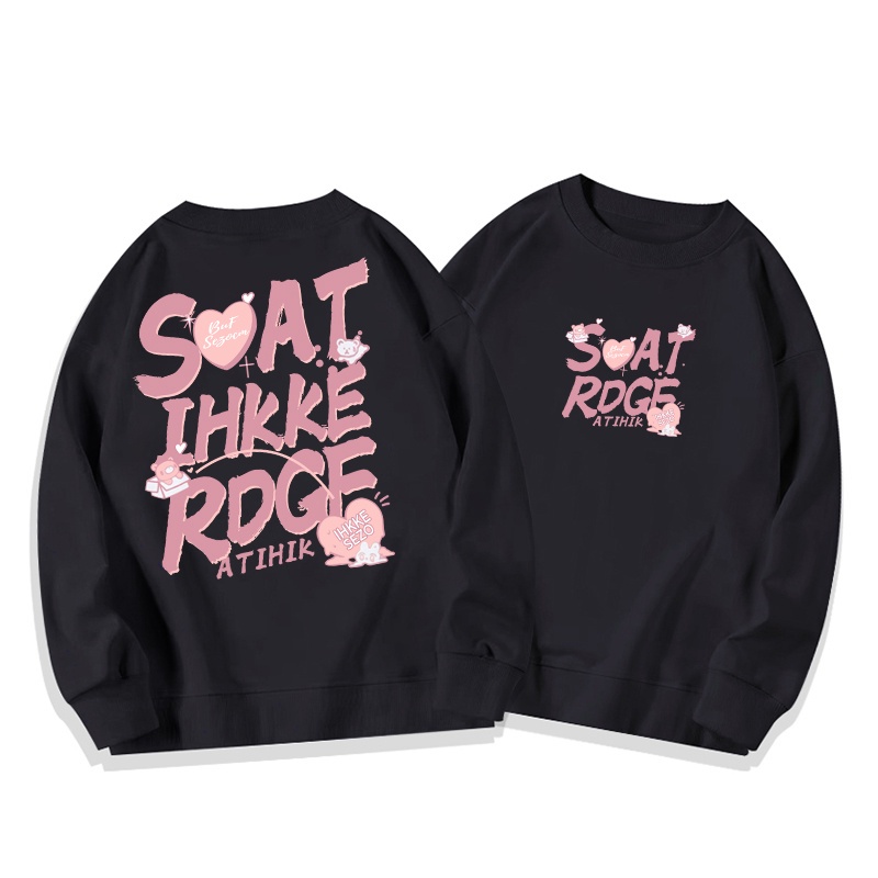 HUANG YOYO Áo Thun Nữ Dài Tay Cổ Tròn In Chữ Thời Trang Hàn Quốc