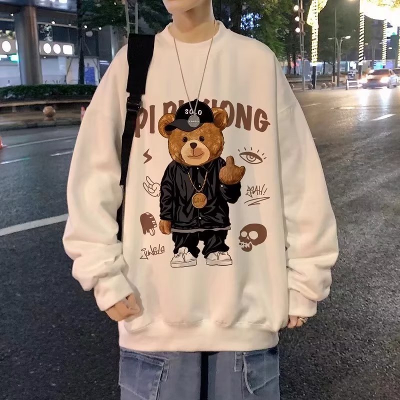 Áo Khoác Lông Không Mũ Trùm Đầu Trọng Lượng Nặng Thời Trang Mùa Thu Đông Cỡ Lớn Tay Dài Cổ Tròn Cho Nam